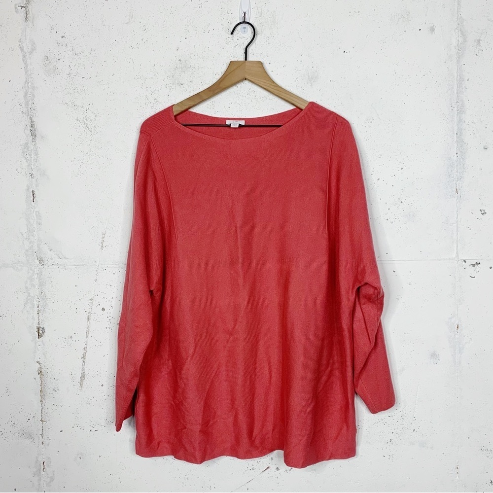 J.Jill Oversize Lace Back Bateau Coral Pink Red Shirt Size 1X